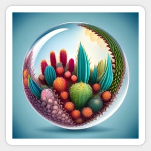 Cactus Garden inside Glass Ball Sticker